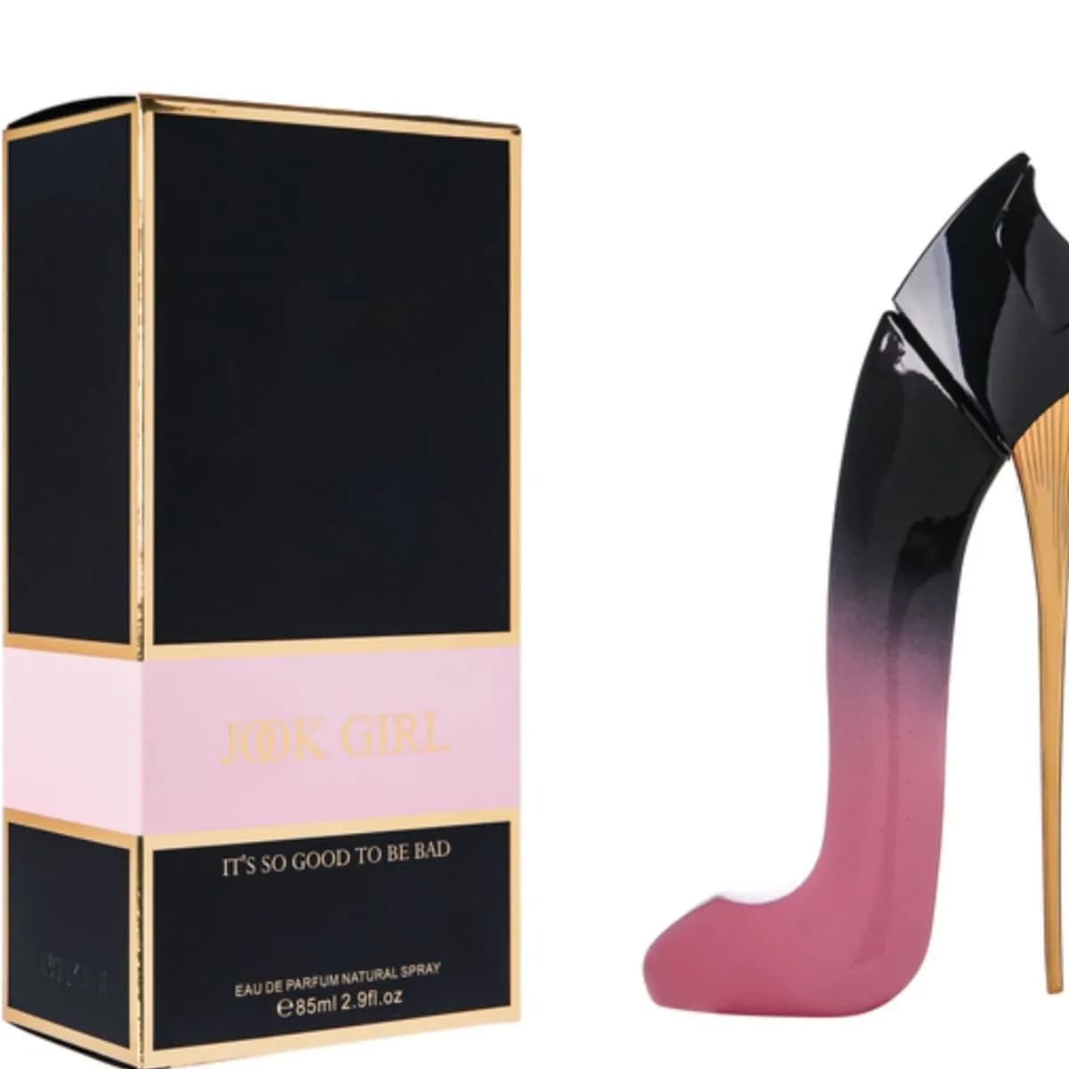 Perfumy damskie Jook Girl 85ml w kształcie szpilki czarno-różowe