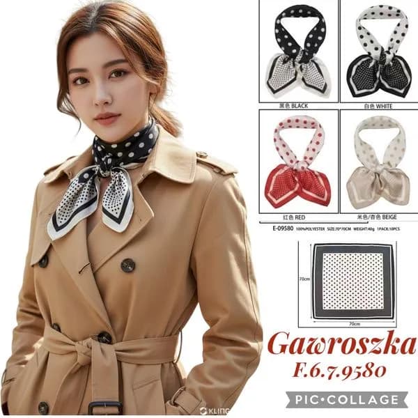 Szaliki damskie w grochy F.67/95/80, 67x95 cm