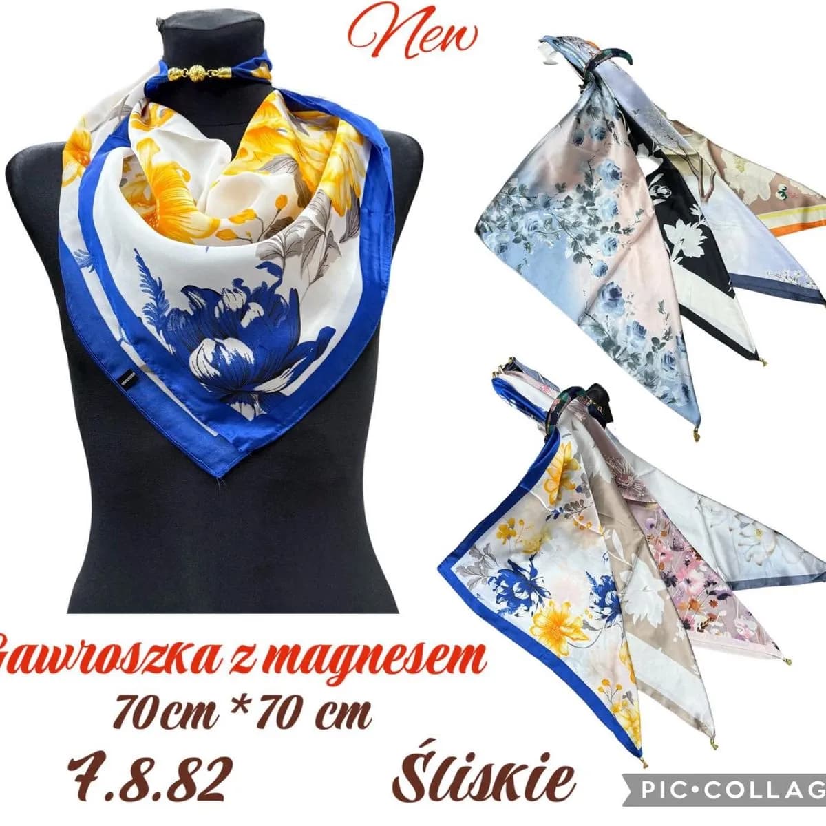 Chusta damska 70x70 cm z magnesem, różne wzory