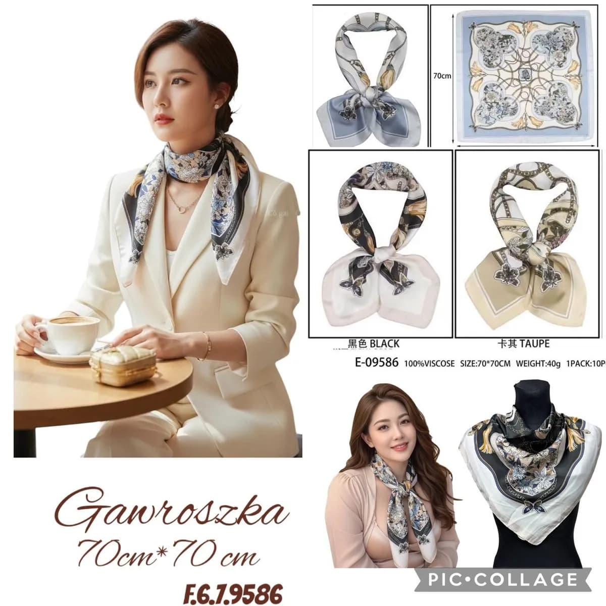 Szaliki damskie jedwabne 70cm x 70cm E-B98