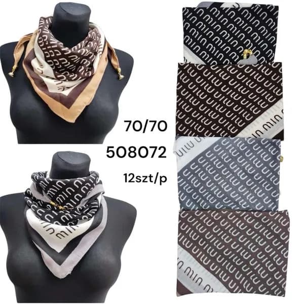 Chusty damskie 70/70 z napisem Monogram 12 szt/op