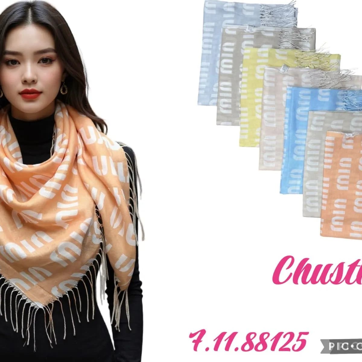 Chustki Damskie z Frędzlami Wzorzyste 210226-61