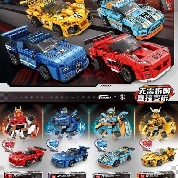 Klocki Racing Car MINGDI Transformujące Robot 2w1 8szt