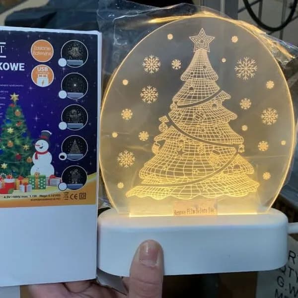 Lampki Choinkowe LED Wesołych Świąt z drzewkiem