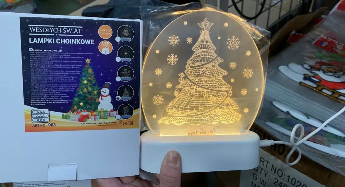 Lampki Choinkowe LED Wesołych Świąt z drzewkiem