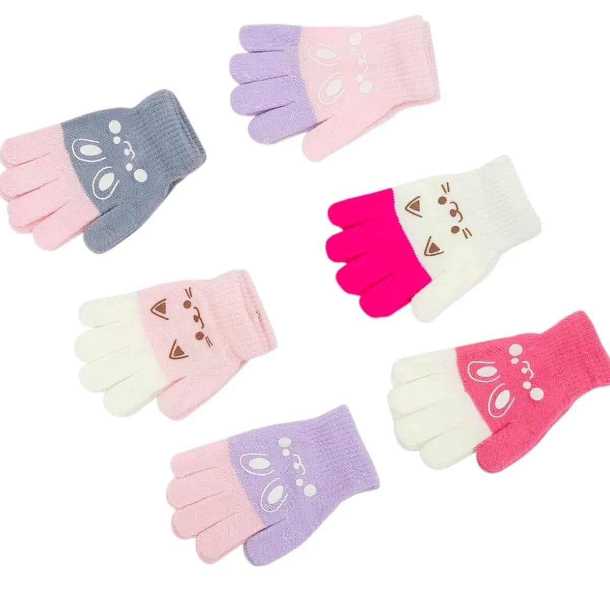 Rękawiczki dla dzieci z motywem kotka i królika 15cm