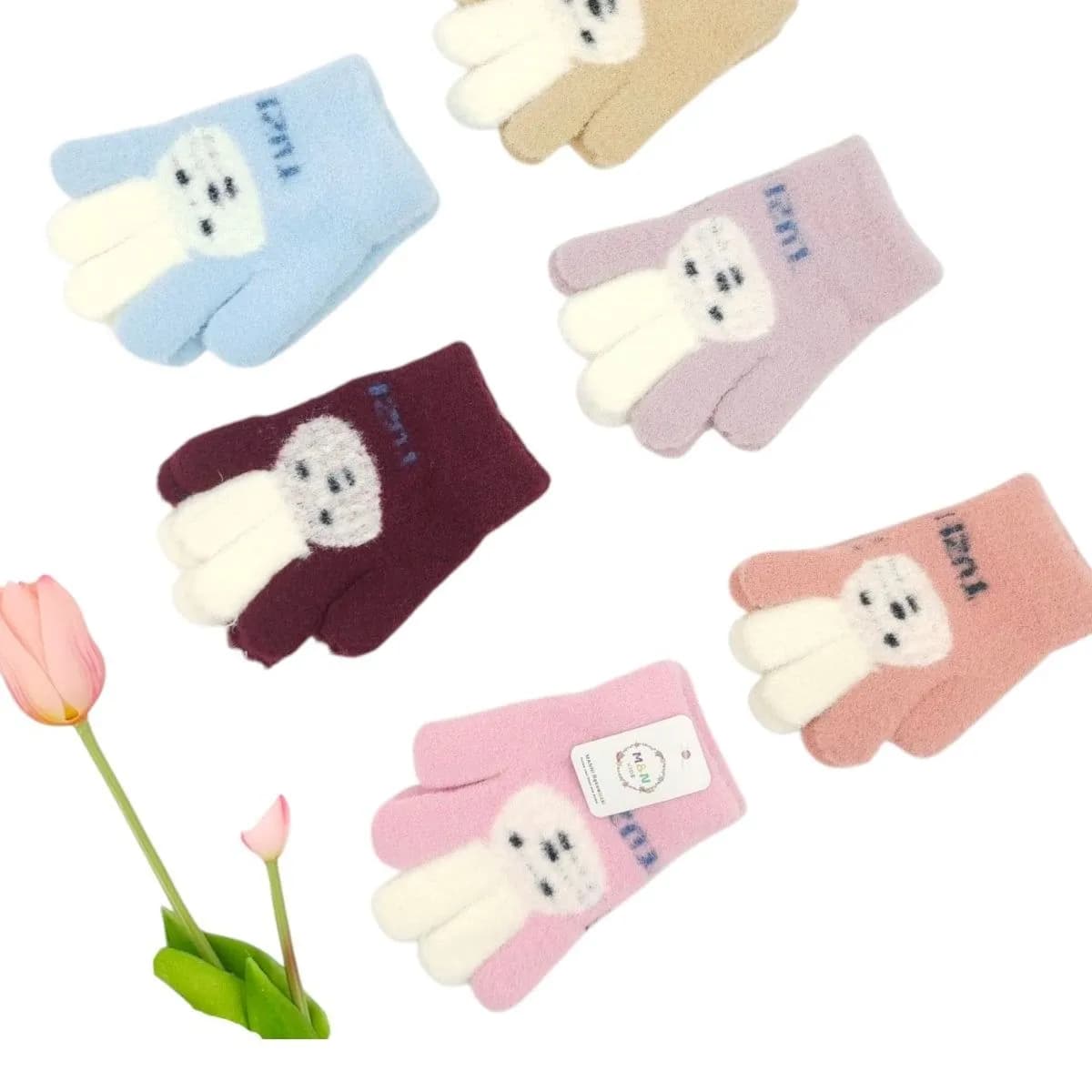 Rękawiczki dla dzieci z uszami królika 17cm