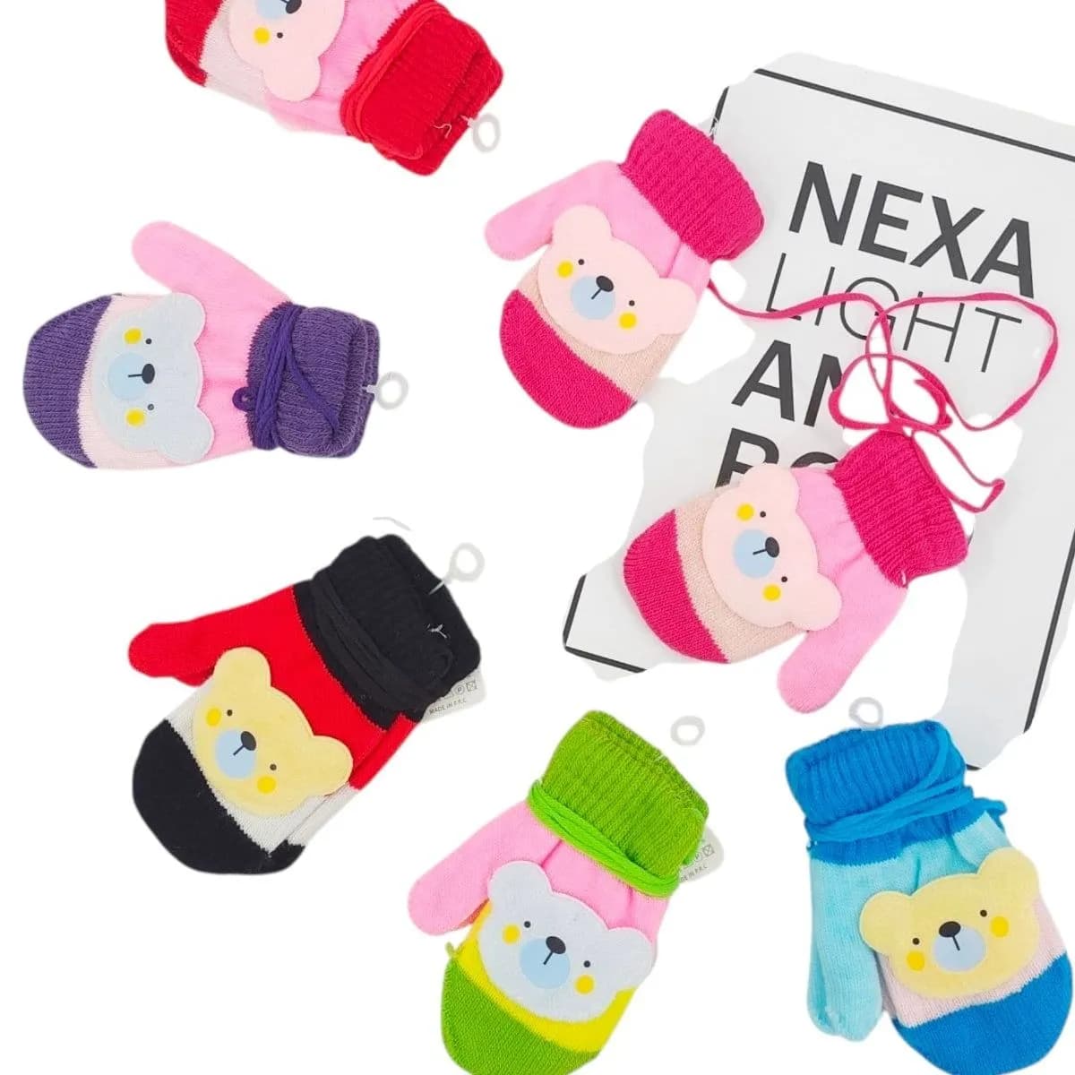 Rękawiczki dla dzieci z motywem misia, 14cm, multikolor