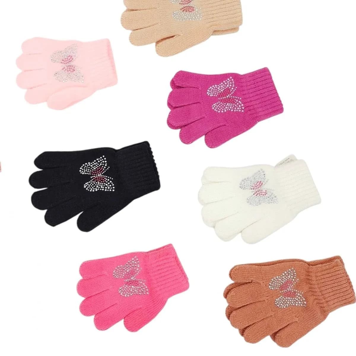 Rękawiczki dla dzieci bez palców z motylkami 15cm