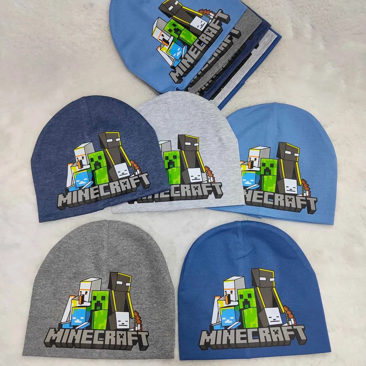 Czapki dziecięce Minecraft niebieskie/szare SKU 211025-46