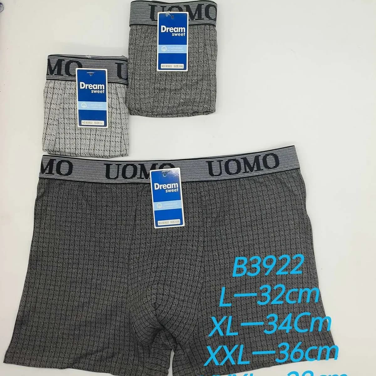 Bokserki męskie szare UOMO szwedowe L-XXXXL