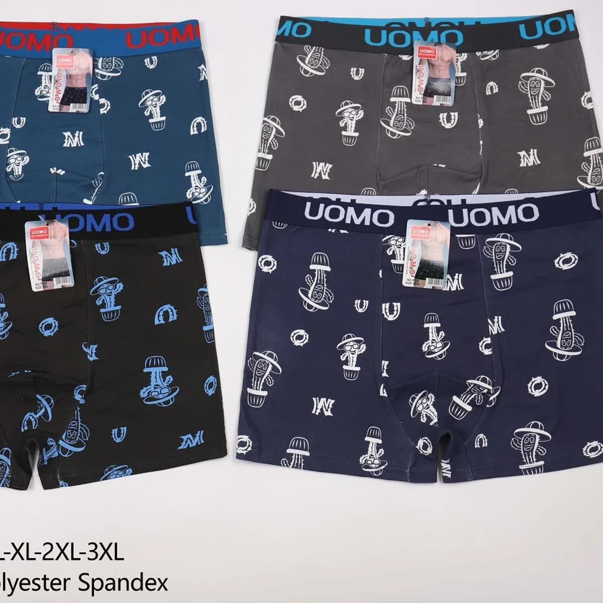 Bokserki męskie UOMO P124 XL-XXL 4 szt poly+spandex