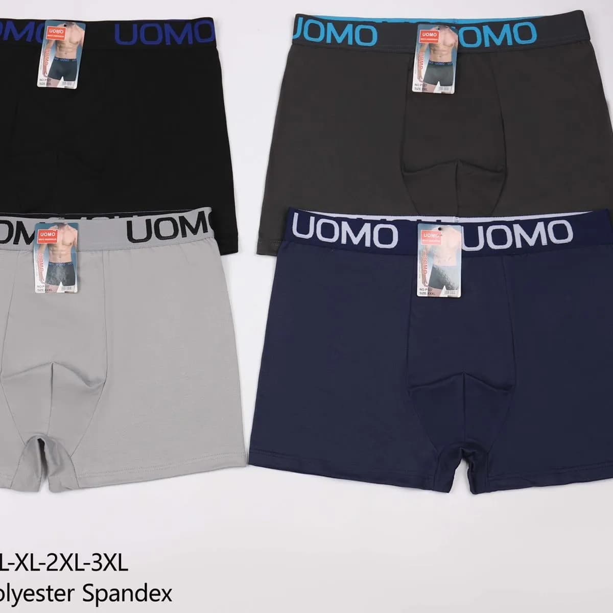 Bokserki męskie UOMO 3-pack XL-2XL-3XL czarny/szary/granatowy