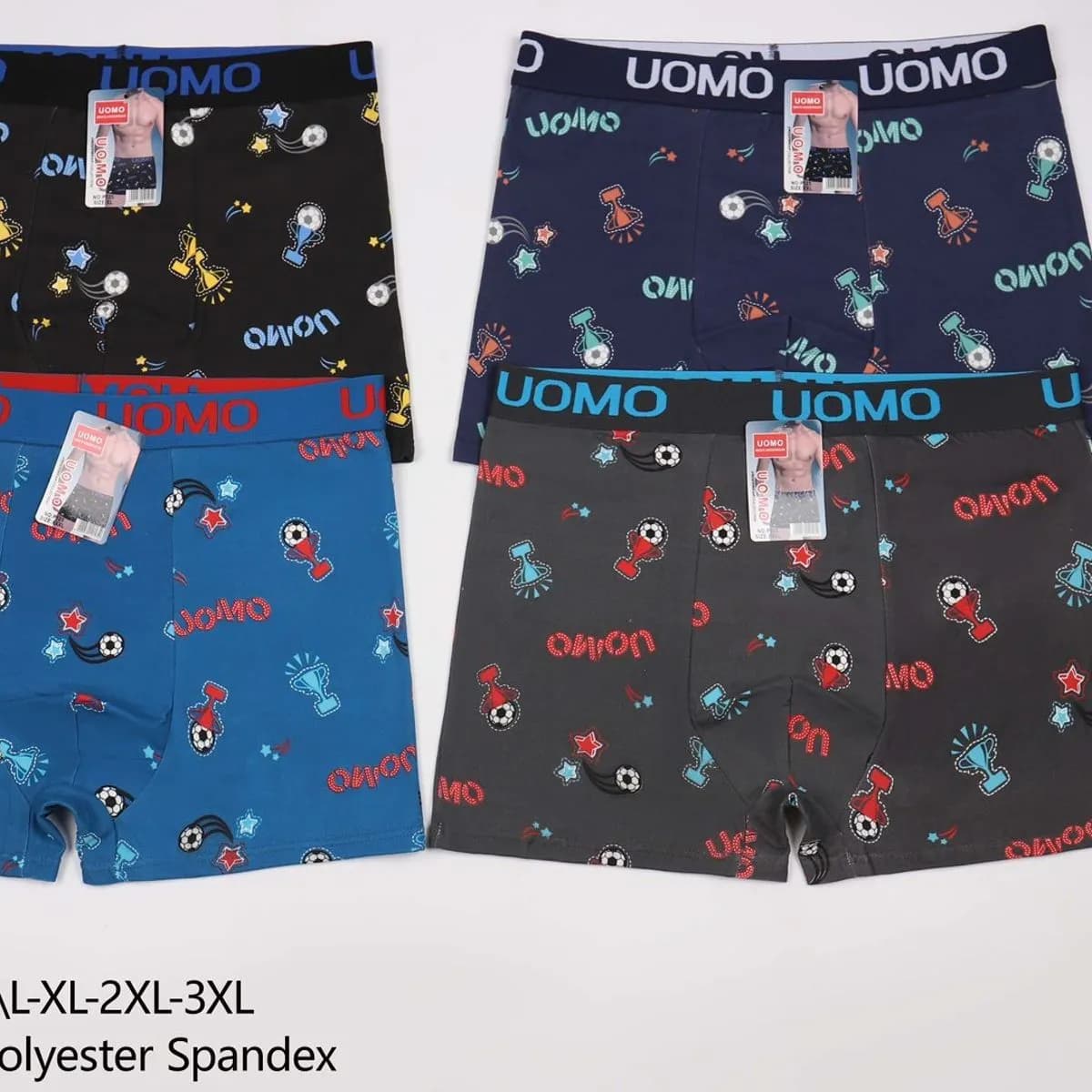 Bokserki męskie UOMO P114 S-XXL granat/czarny z nadrukami