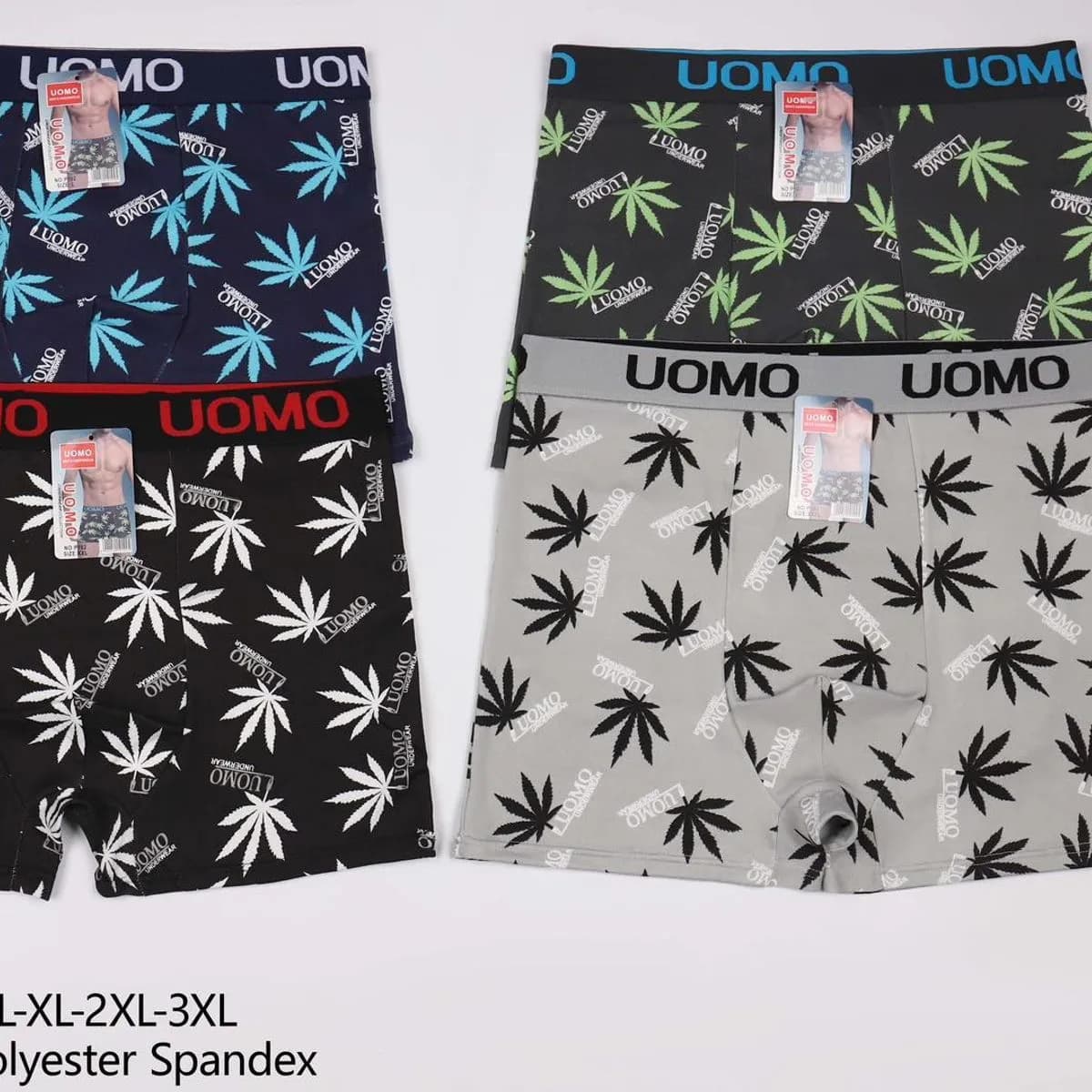 Bokserki męskie UOMO P106 L-XL-XXL-XXXL wzór liść