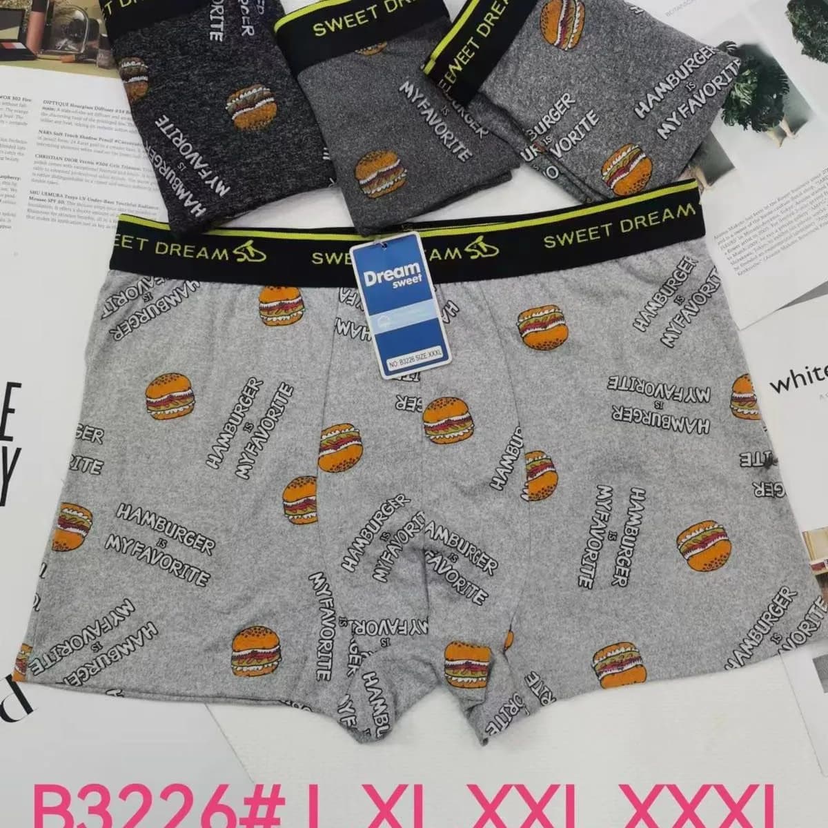 Bokserki męskie Sweet Dream B3226 L-7XL z motywem burgera