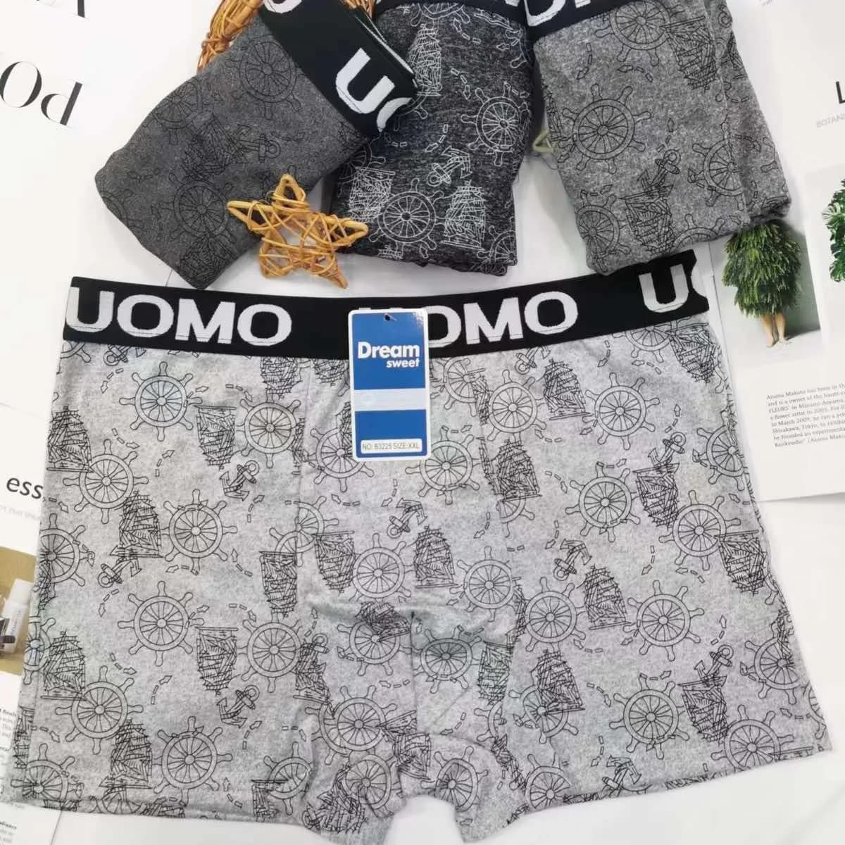 Bokserki męskie UOMOMO szare z kotwicami L-XXXXXXL