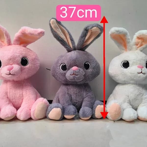 Maskotka Pluszowa Królik 37cm Różowy/Szary/Biały
