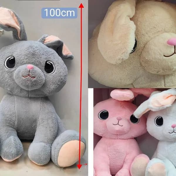 Maskotka Pluszowa Królik 100cm Szary/Różowy/Beżowy