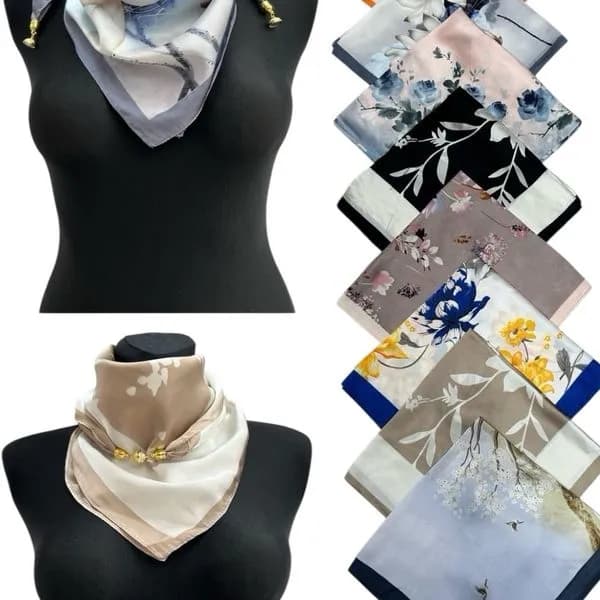 Chusta Damska Kwiatowa 70x70cm 12szt Mix Kolorów SKU 220226-193