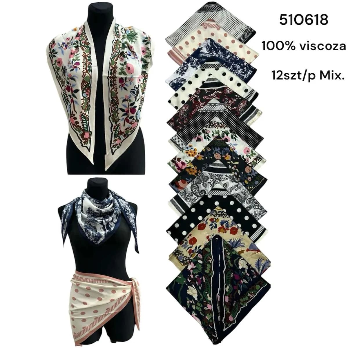 Chusty Damskie 100% wiskoza Mix Kolorów SKU 510618