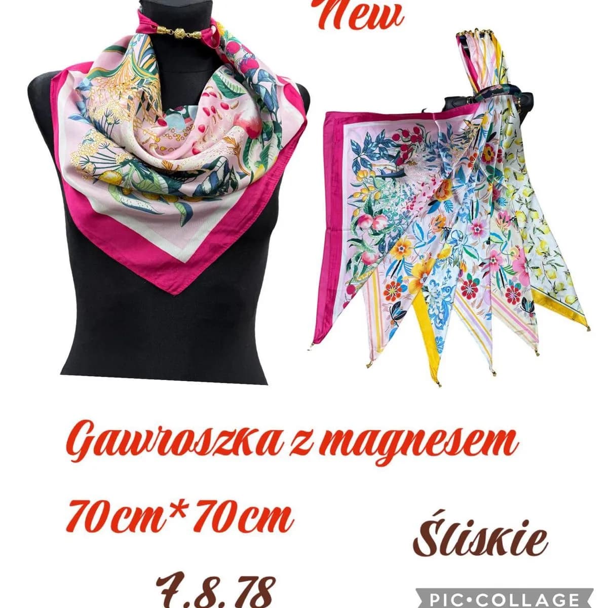 Chusta Damska Kwiatowa 70x70 cm Śląskie