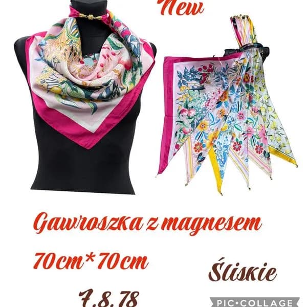 Chusta Damska Kwiatowa 70x70 cm Śląskie