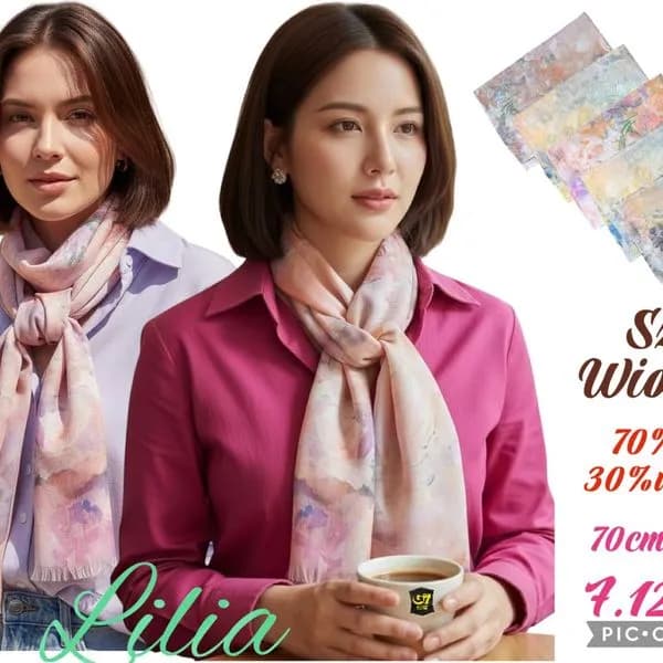 Szalik Wiosenny Damski 70% bawełna 70x180 cm