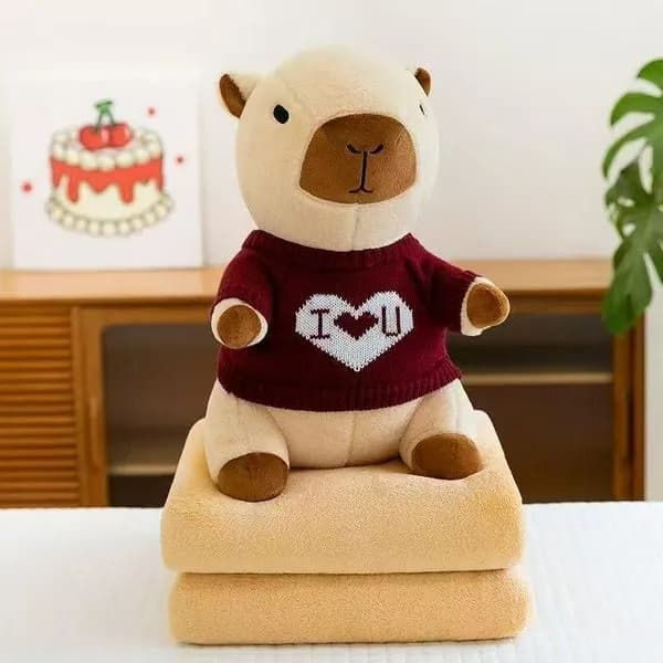 Maskotka Kapibara w Sweterku I Love You na Kocyk