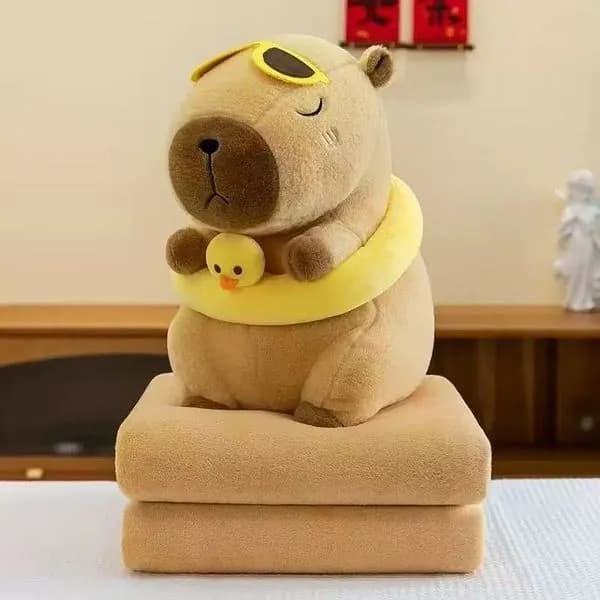 Maskotka na Kocyk Kapibara z Kołem i Okularami 2w1