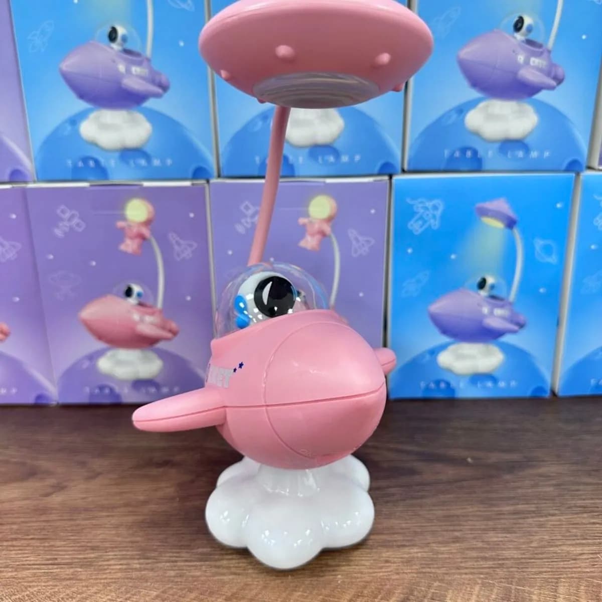 Lampka na noc biurkowa Rakieta UFO LED, różowa, 6 szt.