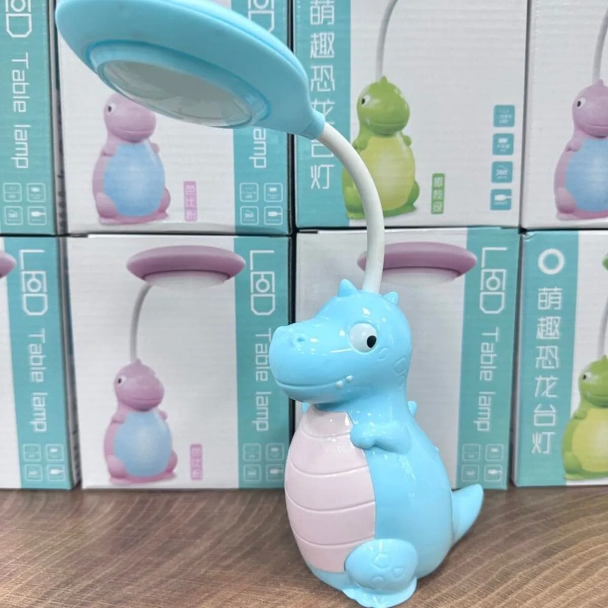 Lampka na noc LED Dinozaur, biurkowa z elastycznym pałąkiem, 6 szt.