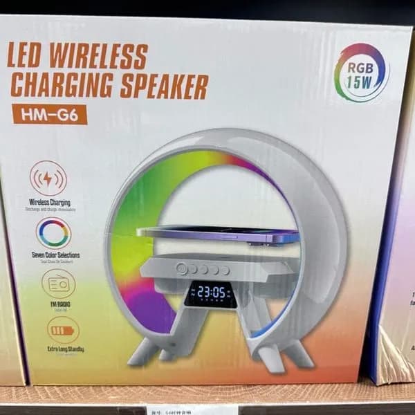 Głośnik Lampka LED Bluetooth HM-G6 Ładowarka Indukcyjna 15W RGB