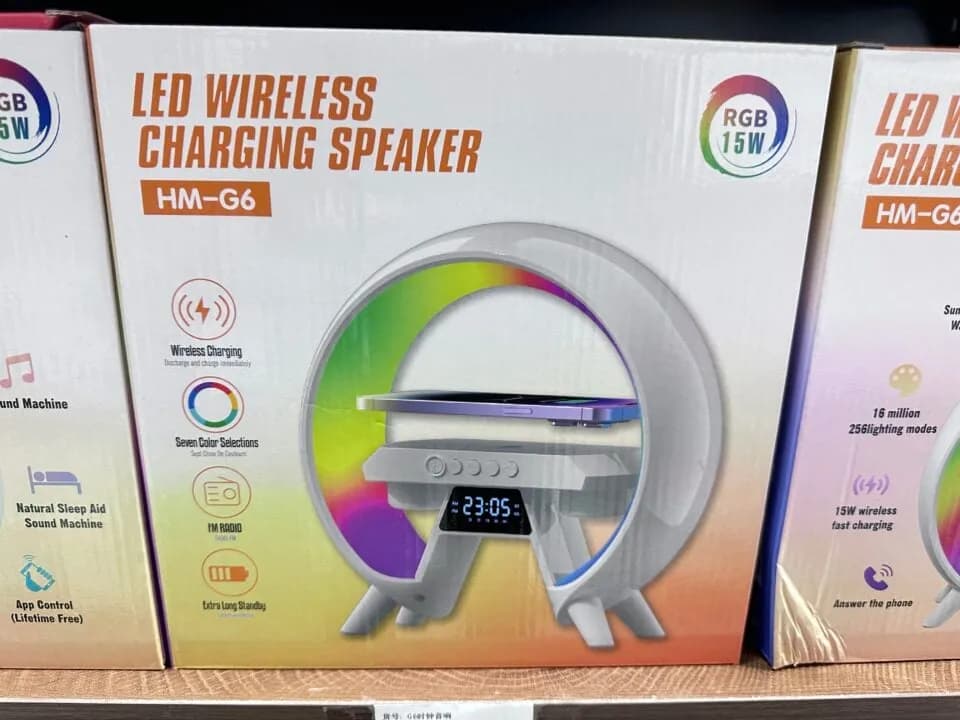 Głośnik Lampka LED Bluetooth HM-G6 Ładowarka Indukcyjna 15W RGB