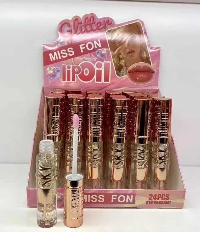 Błyszczyk do ust Sky High Miss Fon Lip Oil z brokatem 24 szt.