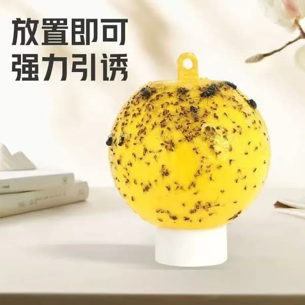 Bros Pułapka z Płynem na Muszki Owocówki - Kulista Żółta