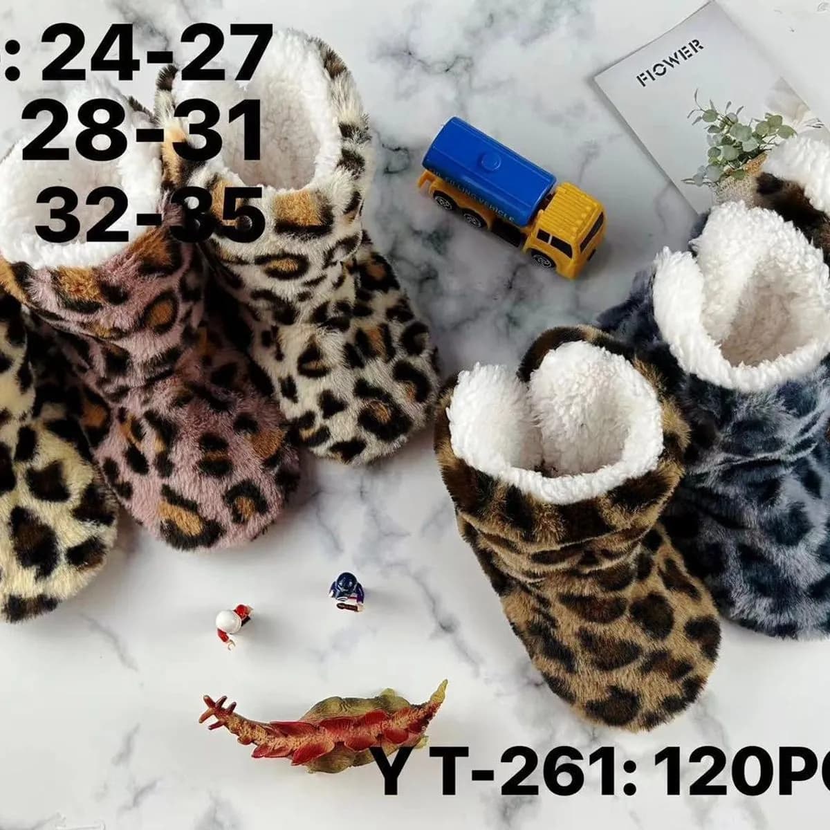 Kapcie dla Dzieci Futrzane Leopard 24-35 YT-261