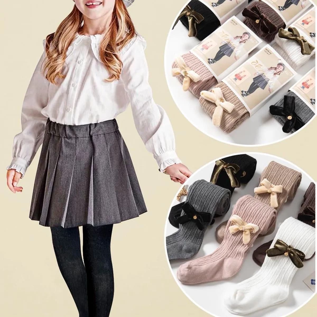 Rajstopy dla dzieci z kokardkami, nr B-114, 5-11 lat