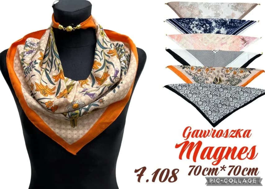 Chusta Damska Kwiatowa Gawsroszka Magnes 70x70cm