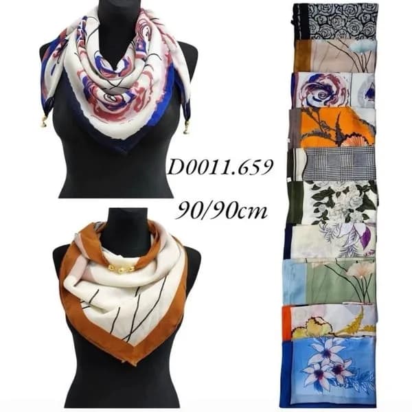 Chusta Damska Kwiatowa 90x90cm Mix Kolorów SKU 230226-103