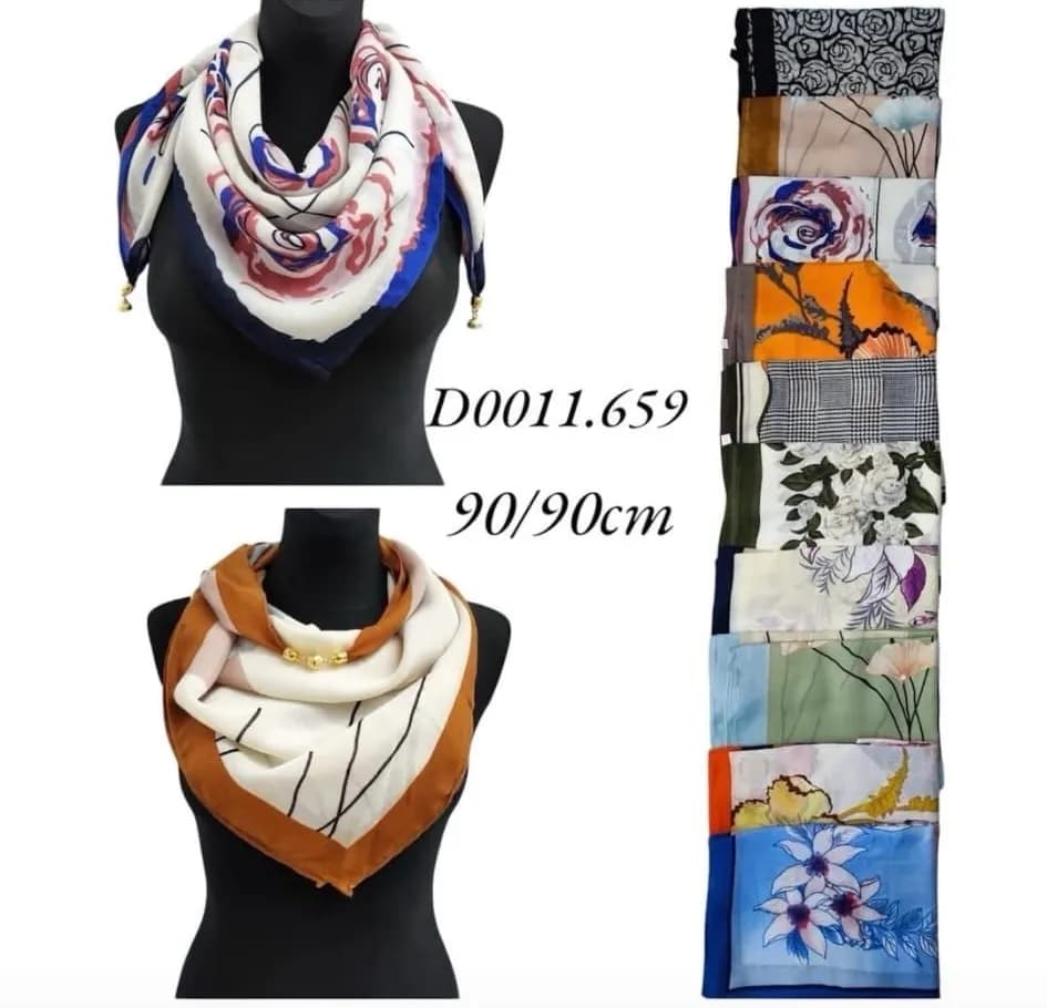 Chusta Damska Kwiatowa 90x90cm Mix Kolorów SKU 230226-103