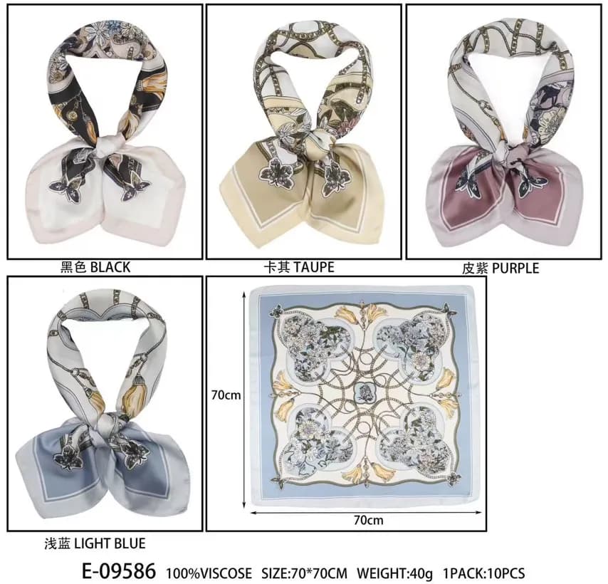 Chusta Damska 70x70cm 100% Viskozy Zestaw Kolorów