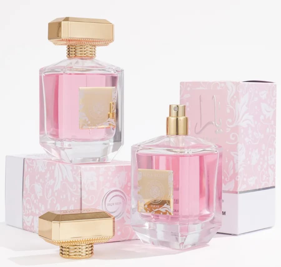 Perfumy damskie 100ml różowe w ozdobnej butelce