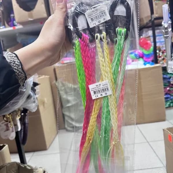 Peruka dla Dzieci - Kolorowe Warkoczyki na Gumce, 20 szt.