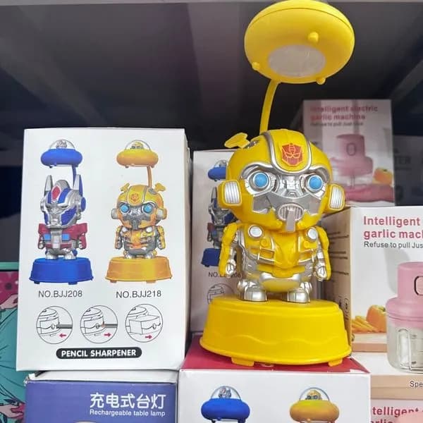 Lampka nocna biurkowa Robot z temperówką, żółta