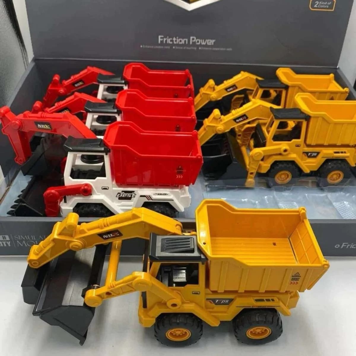 Zestaw 6 szt. Series Model Truck - Koparko-wywrotka Friction Power