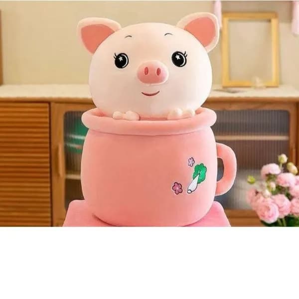 Maskotka Pluszowa 65cm Świnka w Różowym Kubku