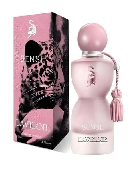 Perfumy Laverne Sense 100ml różowy flakon z ozdobnym chwostem