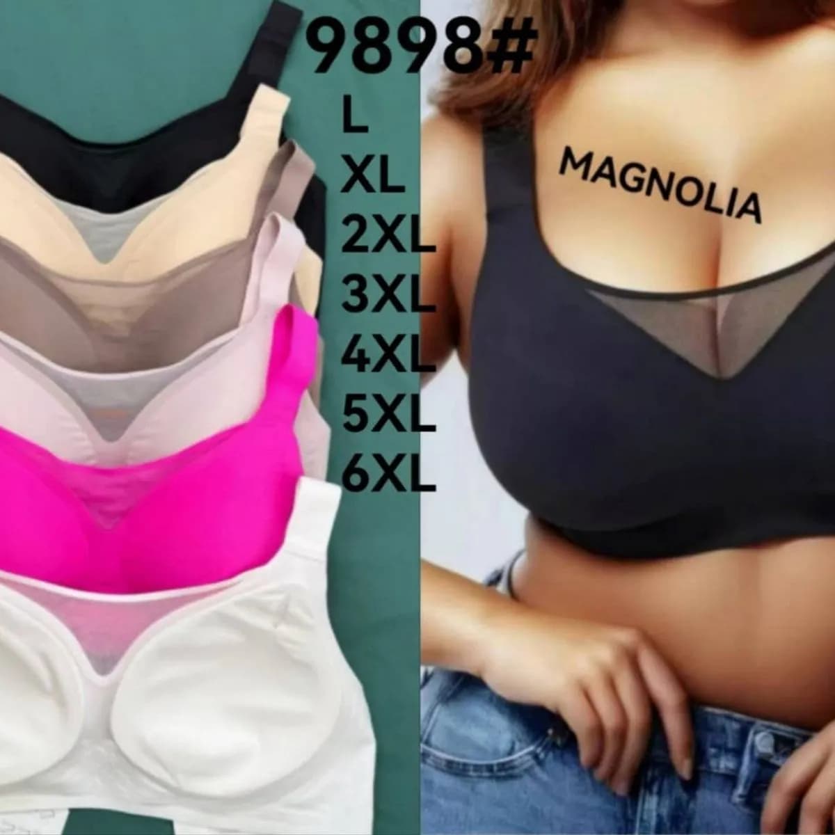 Biustonosze damskie Magnolia 9898# Plus Size L-6XL mix kolorów