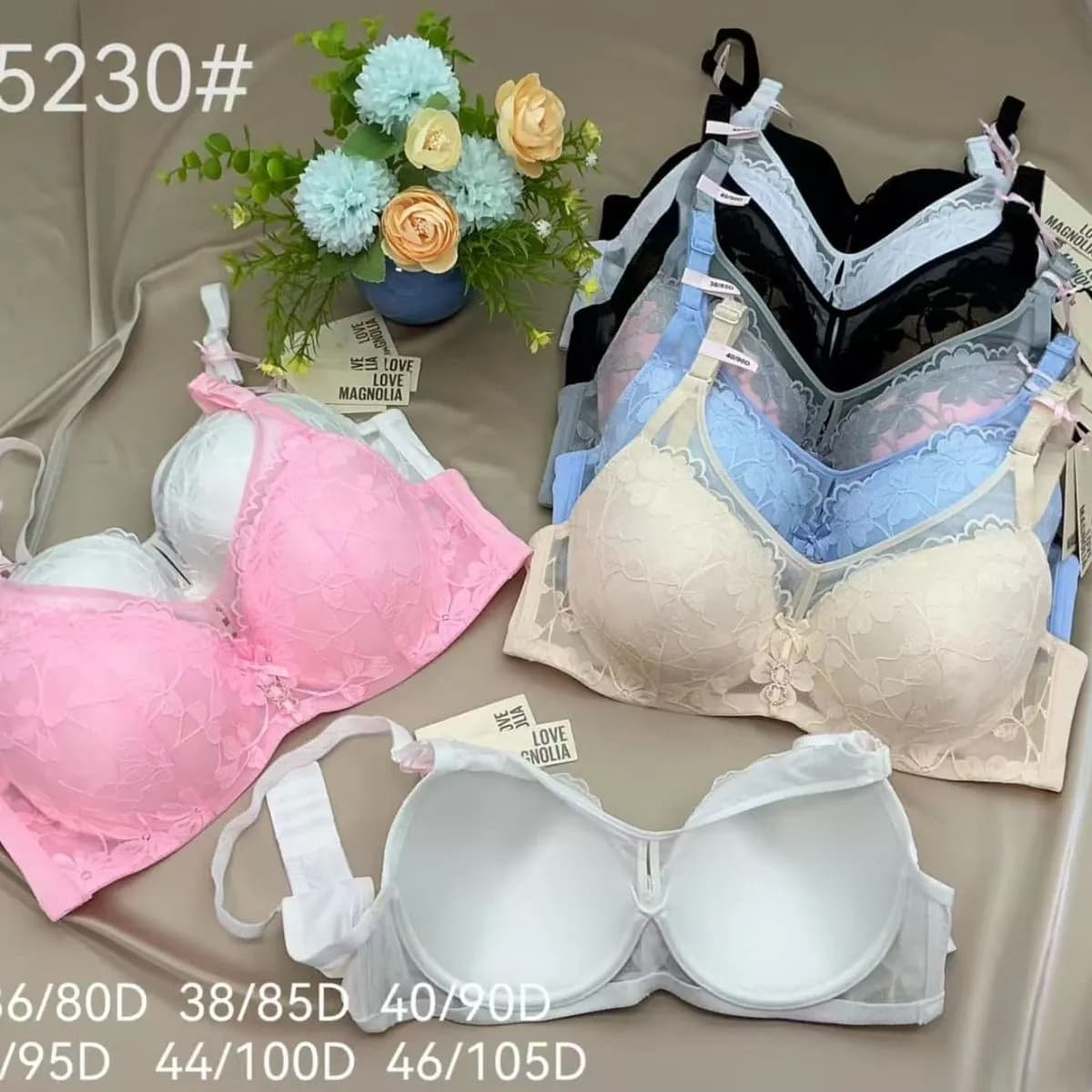 Biustonosze damskie koronkowe Love Magnolia 95230 mix kolorów 6szt